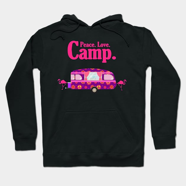 Womens Camping Gift Print Peace Love Camp Kids Or Adult Print Hoodie by Linco